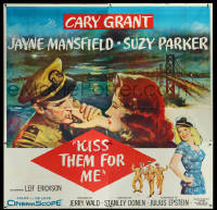 5y0571 KISS THEM FOR ME 6sh 1957 art of Cary Grant, Suzy Parker, sexy Jayne Mansfield, very rare!