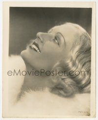 5y1609 CAROLE LOMBARD 8x10.25 still 1930s beautiful head & shoulders portrait with white fur collar!