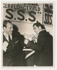 5y1651 GUYS & DOLLS candid 8.25x10 still 1955 Marlon Brando & visitor Rocky Marciano by St. Hilaire!