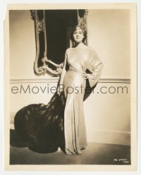 5y1713 NORMA SHEARER 8x10.25 still 1930s MGM studio portrait modeling great dress & fur by mirror!