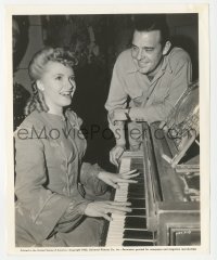 5y1721 PHANTOM OF THE OPERA candid 8x10 still 1943 Lon Chaney Jr. visits Susanna Foster on the set!