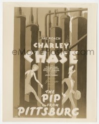 5y1722 PIP FROM PITTSBURG 8x10.25 still 1931 Hirschfeld art of Charley Chase & Thelma Todd, rare!