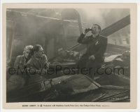 5y1740 SECRET AGENT 8x10.25 still 1936 Gielgud & Carroll watch Lorre drinking in wreckage, Hitchcock