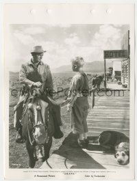 5y1742 SHANE 8x11 key book still 1951 Alan Ladd on horse saying goodbye to Brandon De Wilde!