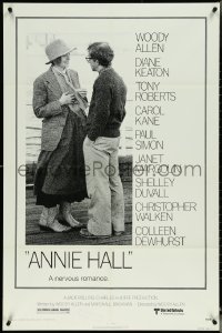 5y1021 ANNIE HALL 1sh 1977 full-length Woody Allen & Diane Keaton in a nervous romance!