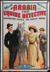 5y1024 ARABIA THE EQUINE DETECTIVE 1sh 1913 great art of Arabia, The Human Horse, ultra rare!