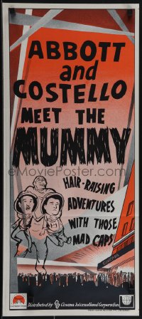 5y0478 PARAMOUNT/CIC/UNIVERSAL Aust daybill 1970s Abbott and Costello Meet the Mummy, art of them!