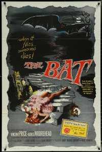 5y1036 BAT 1sh 1959 art of Vincent Price & sexy fallen girl, when it flies, someone dies!