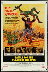 5y1038 BATTLE FOR THE PLANET OF THE APES 1sh 1973 Tanenbaum art of war between apes & humans!