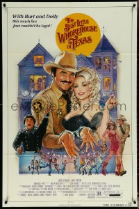 5y1045 BEST LITTLE WHOREHOUSE IN TEXAS 1sh 1982 close-up of Burt Reynolds & Dolly Parton!