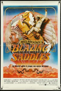 5y1052 BLAZING SADDLES 1sh 1974 art of Cleavon Little & Mel Brooks by Alvin & Goldschmidt!