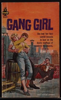 5y1534 GANG GIRL paperback book 1964 Paul Rader art, love on dusty rooftops of rundown tenements!