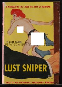 5y1541 LUST SNIPER paperback book 1962 madman on the loose in a city of wantons, sin bait, nude art!