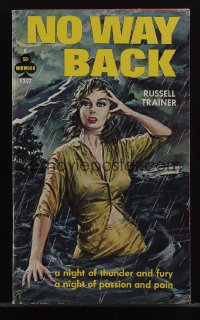 5y1543 NO WAY BACK signed paperback book 1963 by author Russell Trainer, sexy Paul Rader cover art!