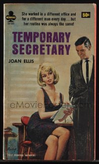 5y1553 TEMPORARY SECRETARY signed paperback book 1965 by author Joan Ellis, sexy Paul Rader art!