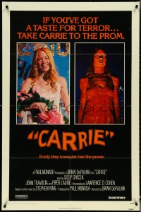 5y1066 CARRIE 1sh 1976 Stephen King, Sissy Spacek before and after her bloodbath at the prom!