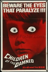 5y1067 CHILDREN OF THE DAMNED 1sh 1964 beware the creepy kid's eyes that paralyze, great image!