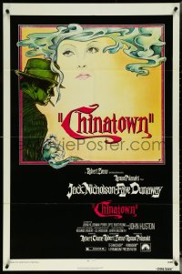 5y1068 CHINATOWN 1sh 1974 Roman Polanski, Jim Pearsall art of smoking Jack Nicholson & Faye Dunaway!