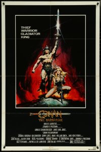 5y1080 CONAN THE BARBARIAN 1sh 1982 Arnold Schwarzenegger & sexy Sandahl Bergman by Casaro!