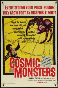 5y1085 COSMIC MONSTERS 1sh 1958 cool art of giant spider with terrified woman in its web!