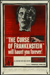 5y1092 CURSE OF FRANKENSTEIN 1sh 1957 Fisher, Hammer, cool close up art of monster Christopher Lee!