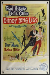 5y1093 DADDY LONG LEGS 1sh 1955 Jean Negulesco, art of Fred Astaire dancing with Leslie Caron!