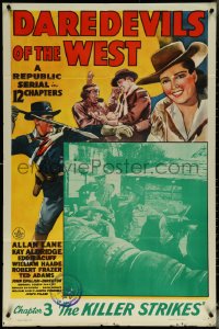 5y1094 DAREDEVILS OF THE WEST chapter 3 1sh 1943 Rocky Lane & Native Americans, Republic serial!