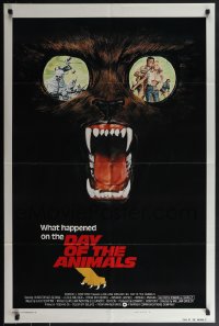 5y1099 DAY OF THE ANIMALS style B int'l 1sh 1977 really wild art of crazed beast out for revenge!