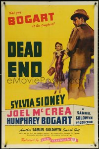 5y1104 DEAD END 1sh R1944 William Wyler, art of Sylvia Sidney & third-billed Humphrey Bogart!