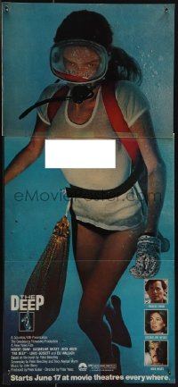 5y0440 DEEP Playboy magazine fold-out 1977 sexy scuba diver Jacqueline Bisset in white see-through T-shirt!