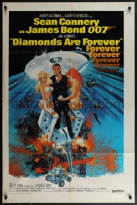 5y1111 DIAMONDS ARE FOREVER int'l 1sh 1971 art of Sean Connery as James Bond 007 by Robert McGinnis!