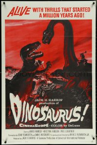 5y1113 DINOSAURUS 1sh 1960 great art of battling prehistoric T-rex & brontosaurus monsters!