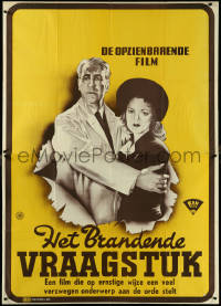 5y0145 BURNING QUESTION 43x61 Dutch 1950 Det Braendende Sporgsmaal, art of Reumert & Holmer, rare!