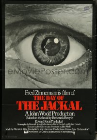 5y0522 DAY OF THE JACKAL English 1sh 1973 cool different Michael Leonard art of de Gaulle in eyeball