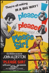 5y0532 PLEASE SIR English 1sh 1971 John Alderton, wacky & sexy art, different & ultra rare!