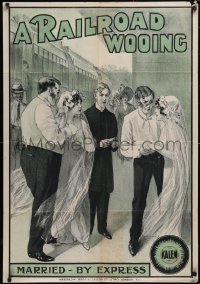 5y0533 RAILROAD WOOING English 1sh 1913 great art of couple married by express train, ultra rare!