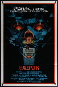 5y1134 EVILSPEAK int'l 1sh 1981 computer programmed for unspeakable terror, C.W. Taylor sci-fi art!