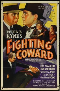 5y1141 FIGHTING COWARD 1sh 1936 Peter B. Kyne, Ray Walker, Joan Woodbury, crime art, ultra rare!