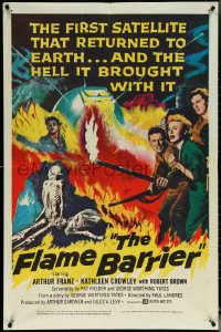 5y1148 FLAME BARRIER 1sh 1958 the first satellite that returned to Earth brought Hell with it!