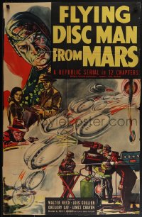 5y1150 FLYING DISC MAN FROM MARS 1sh 1950 cool alien artwork from this Republic sci-fi serial!