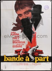 5y0182 BAND OF OUTSIDERS French 1p 1964 Jean-Luc Godard, Anna Karina, cool art by Georges Kerfyser!