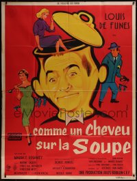 5y0192 CRAZY IN THE NOODLE French 1p 1957 wacky art of Louis de Funes by Andre Bertrand!