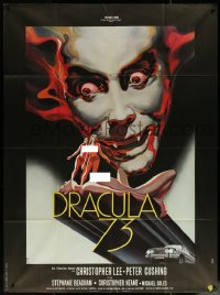 5y0197 DRACULA A.D. 1972 French 1p 1973 different Landi art of Christopher Lee & sexy naked ladies!