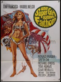 5y0200 FATHOM French 1p 1967 different art of sexy nearly-naked Raquel Welch in skydiving harness!