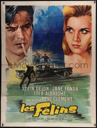 5y0209 JOY HOUSE French 1p 1964 Rene Clement's Les Felins, Soubie art of sexy Jane Fonda & Delon!