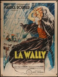 5y0212 LA WALLY French 1p 1933 Venabert art of woman in intense snow storm & avalanche, ultra rare!