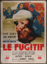 5y0215 LE FUGITIF French 1p 1947 Roger Soubie art of Canadian fugitive & top cast, ultra rare!