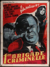 5y0230 PREMIERE BRIGADE CRIMINELLE French 1p 1960 art of Dora Doll & Jacques Dumesnil by Koutachy!