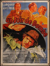 5y0247 UN SOIR DE BOMBE red title style French 1p 1935 Roger Soubie art of Larquey as poor man, rare!