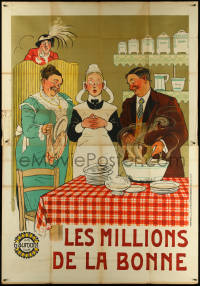 5y0169 LES MILLIONS DE LA BONNE French 2p 1913 Louis Feuillade's Maid's Millions, cool art, rare!